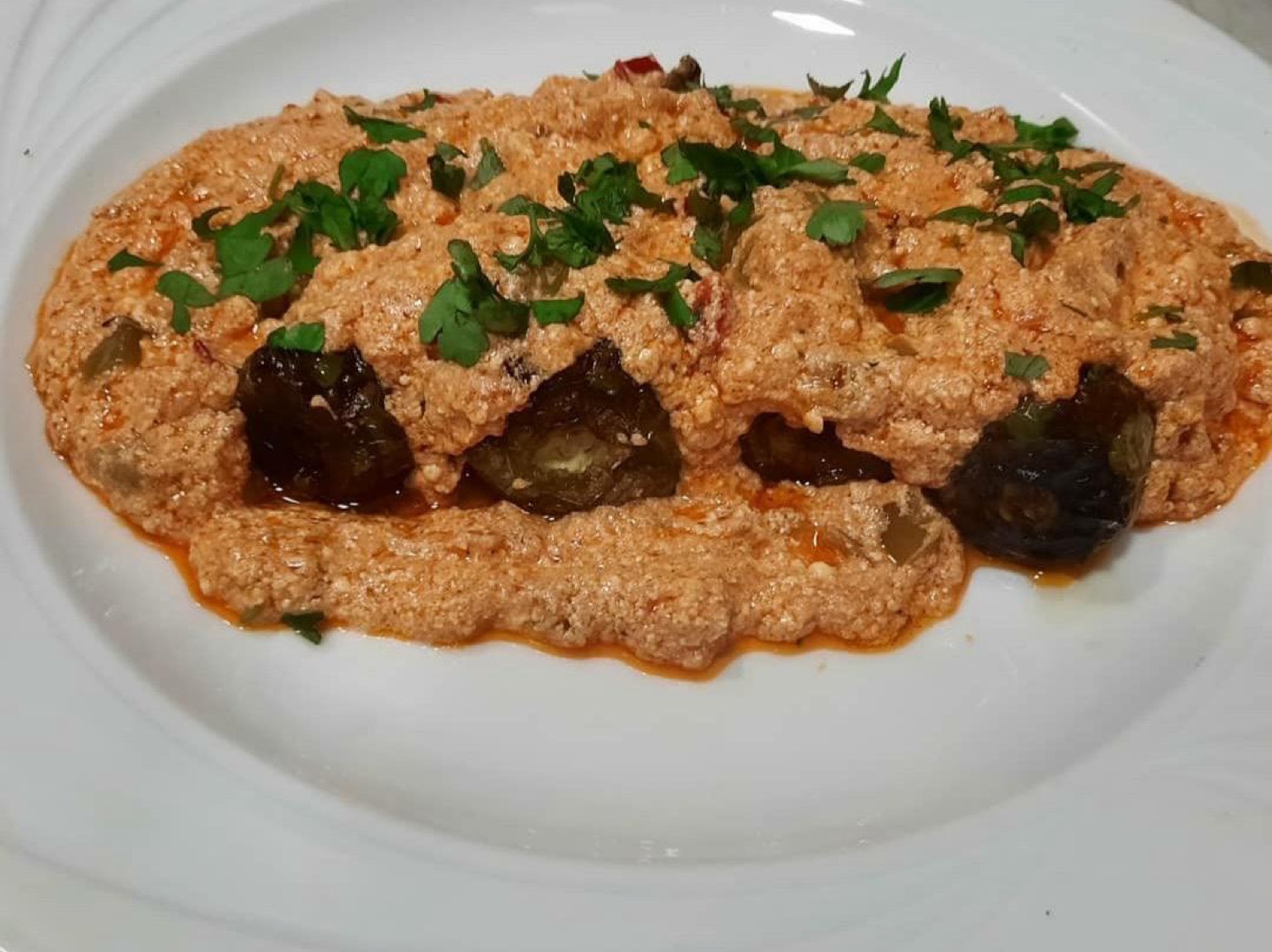 Fërgesë — peppers and sheep's cheese baked together